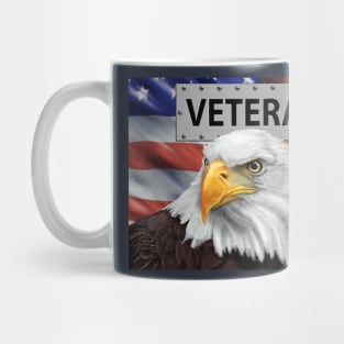 Patriotic United States Veteran American Eagle and Flag Art Mug